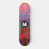 Monogram kleurige houtachtige textielstof skateboard (Voorkant)