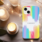Monogram kleurige regenboogfluitverf lijndikte iPhone hoesje