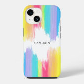 Monogram kleurige regenboogfluitverf lijndikte iPhone hoesje (Achterkant)