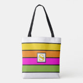 Monogram kleurige regenboogstrips tote bag (Achterkant)