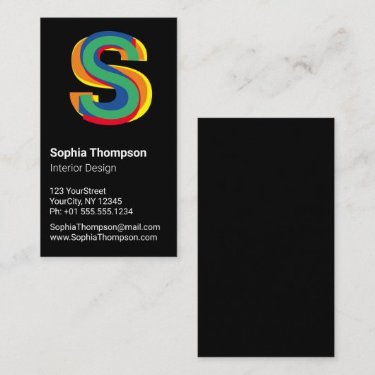 Monogram kleurige regenboogvet Typografie Visitekaartje (Voorkant / Achterkant)