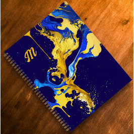 Monogram kleurrijk blauw geel kunstenaar schetsboe notitieboek