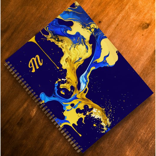 Monogram kleurrijk blauw geel kunstenaar schetsboe notitieboek