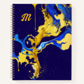 Monogram kleurrijk blauw geel kunstenaar schetsboe notitieboek (Voorkant)
