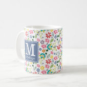 Monogram kleurrijk Bohemian Spring Flowers Koffiemok (Voorkant links)