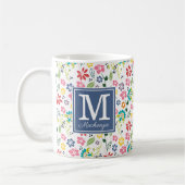 Monogram kleurrijk Bohemian Spring Flowers Koffiemok (Links)
