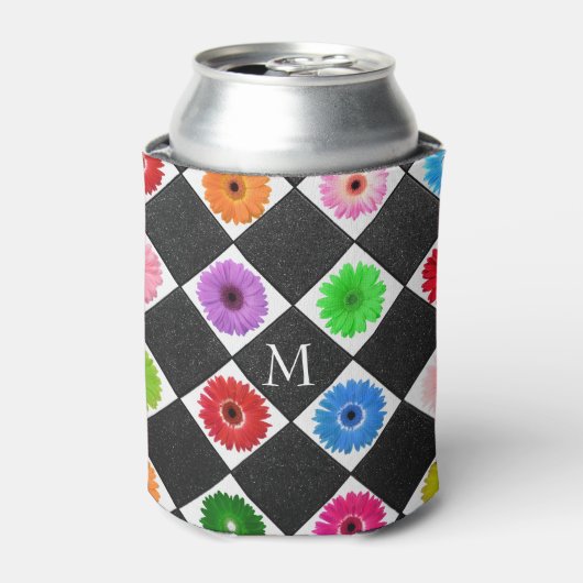 Monogram Kleurrijk Daisy Patroon Blikjeskoeler (Blikje Voorkant)
