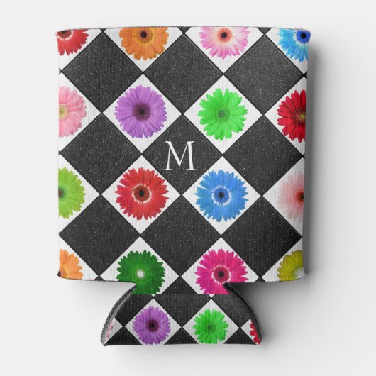 Monogram Kleurrijk Daisy Patroon Blikjeskoeler (Voorkant)