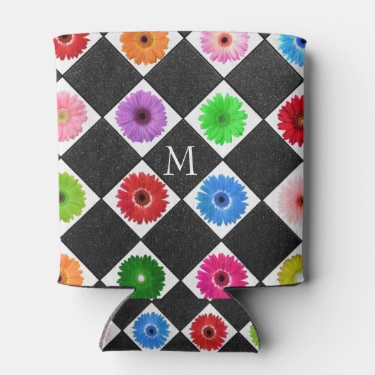 Monogram Kleurrijk Daisy Patroon Blikjeskoeler (Achterkant)