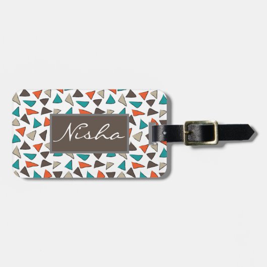 Monogram kleurrijk driehoekspatroon Waterverf Bagagelabel (Voorkant horizontaal)