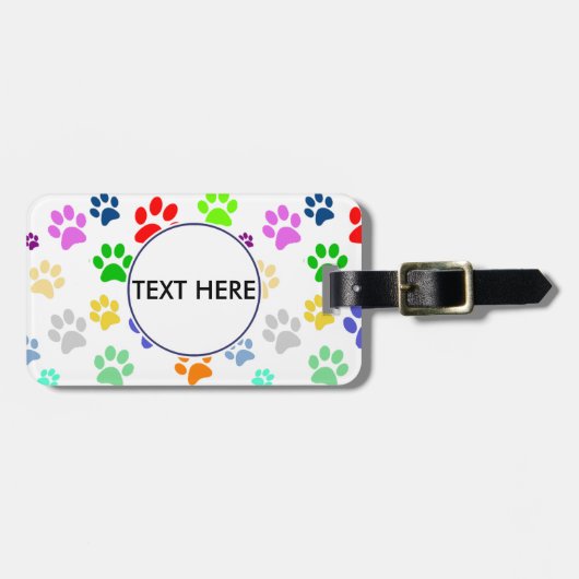 Monogram kleurrijk en Cute Pet Paws Pattern Bagagelabel (Voorkant horizontaal)