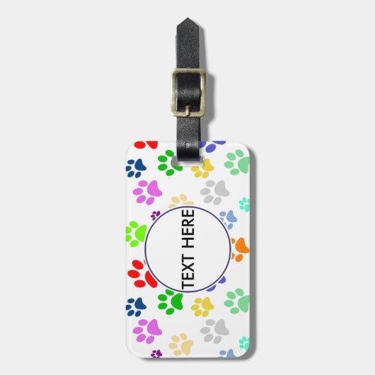 Monogram kleurrijk en Cute Pet Paws Pattern Bagagelabel (Voorkant verticaal)