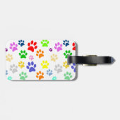 Monogram kleurrijk en Cute Pet Paws Pattern Bagagelabel (Achterkant horizontaal)