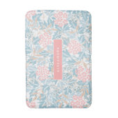 Monogram kleurrijk Floral Modern  Blauw Roze Badmat (Voorkant Verticaal)