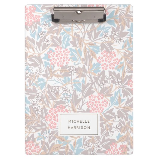 Monogram kleurrijk Floral Modern Blauw Roze Klembord (Voorkant)