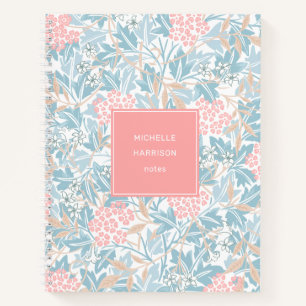Monogram kleurrijk Floral Modern Blauw Roze Notitieboek