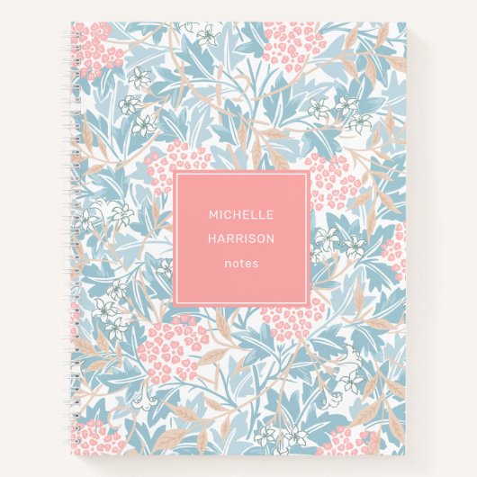 Monogram kleurrijk Floral Modern  Blauw Roze Notitieboek (Voorkant)