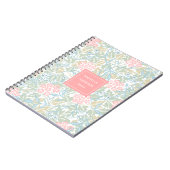 Monogram kleurrijk Floral Modern Groen Roze Notitieboek (Linkerzijde)
