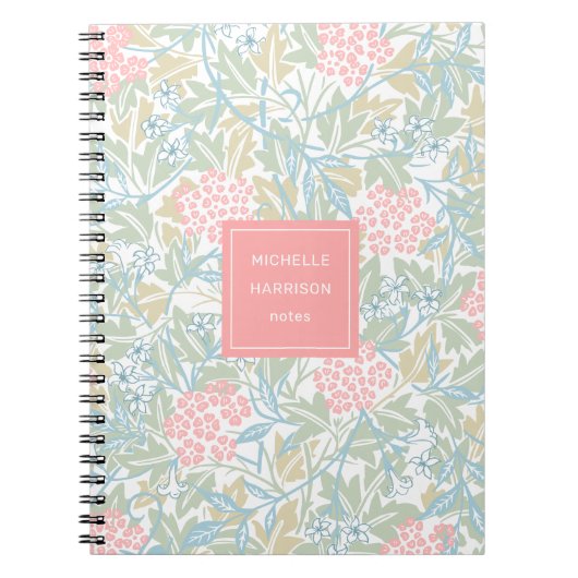Monogram kleurrijk Floral Modern Groen Roze Notitieboek (Voorkant)