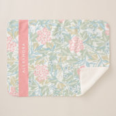 Monogram kleurrijk Floral Modern Groen Roze Sherpa Deken (Voorkant (horizontaal))