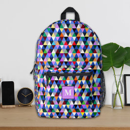 Monogram Kleurrijk Geometrisch Patroon Rugzak