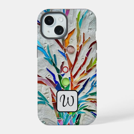 Monogram Kleurrijk iPhone 15 Case (Achterkant)