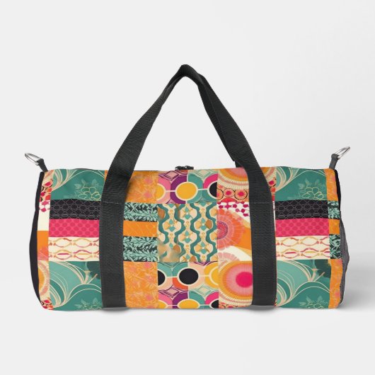 Monogram Kleurrijk Modern Patchwork Patroon Plunjezak (Voorkant)