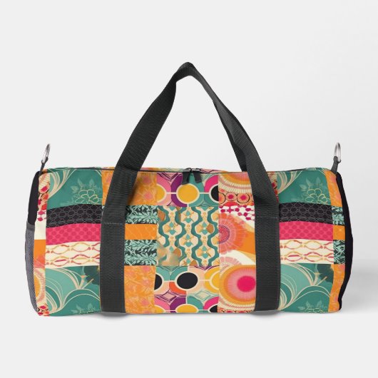 Monogram Kleurrijk Modern Patchwork Patroon Plunjezak (Achterkant)