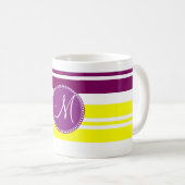 Monogram kleurrijk Neon Rainbow Stripes Pattern Koffiemok (Voorkant rechts)