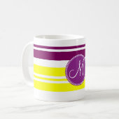 Monogram kleurrijk Neon Rainbow Stripes Pattern Koffiemok (Voorkant links)