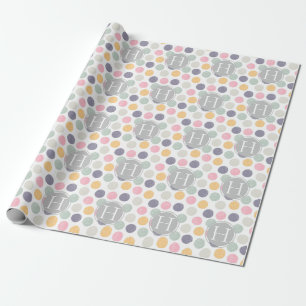 monogram kleurrijk pastelpolka - puntpatroon cadeaupapier