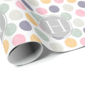 monogram kleurrijk pastelpolka - puntpatroon cadeaupapier (Rol Hoek)