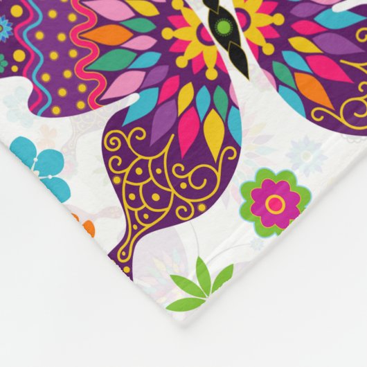 Monogram kleurrijk patroon met knoppen en bloemen fleece deken (Hoek)