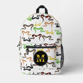 Monogram kleurrijk patroon van schildpaddenstoel bedrukte rugzak (Voorkant)