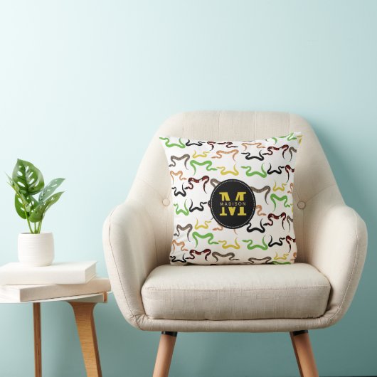 Monogram kleurrijk patroon van schildpaddenstoel kussen (Stoel)