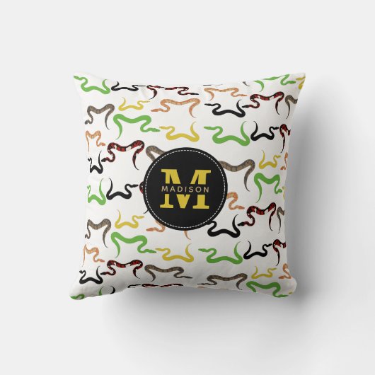 Monogram kleurrijk patroon van schildpaddenstoel kussen (Achterkant)