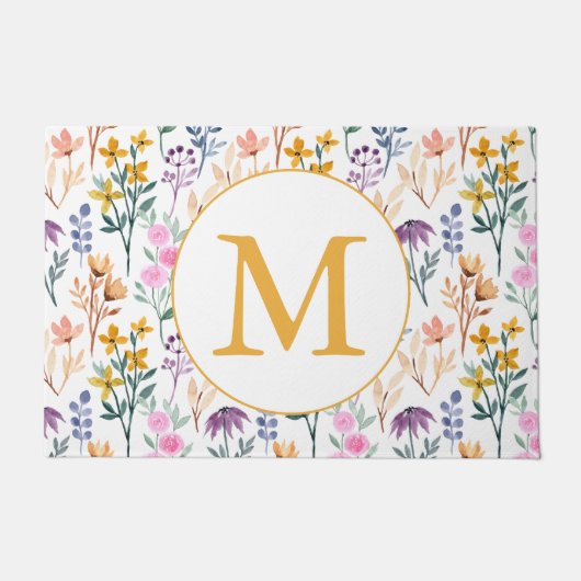 Monogram kleurrijk Waterverf fluitpatroon Deurmat (Voorkant)