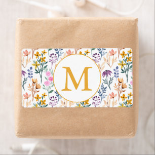 Monogram kleurrijk Waterverf fluitpatroon Etiket