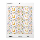 Monogram kleurrijk Waterverf fluitpatroon Etiket (Full Sheet)