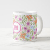 Monogram kleurrijk Waterverf fluitpatroon Grote Koffiekop (Voorkant rechts)