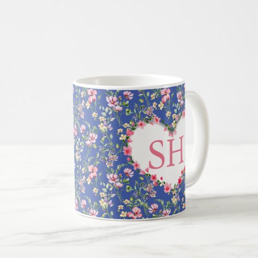 Monogram kleurrijk Waterverf fluitpatroon Koffiemok (Voorkant rechts)