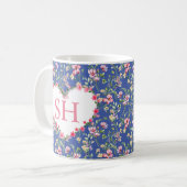 Monogram kleurrijk Waterverf fluitpatroon Koffiemok (Voorkant links)