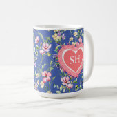 Monogram kleurrijk Waterverf fluitpatroon Koffiemok (Voorkant rechts)