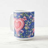 Monogram kleurrijk Waterverf fluitpatroon Koffiemok (Voorkant links)