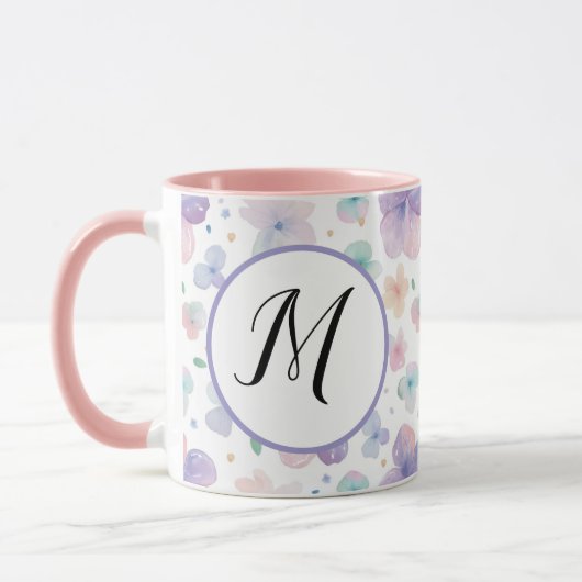 Monogram kleurrijk Waterverf fluitpatroon Mok (Links)