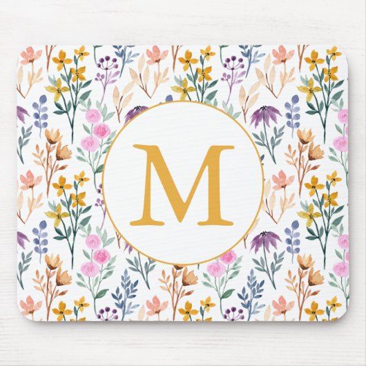 Monogram kleurrijk Waterverf fluitpatroon Muismat (Voorkant)