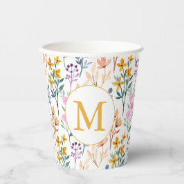 Monogram kleurrijk Waterverf fluitpatroon Papieren Bekers