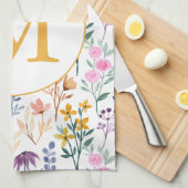 Monogram kleurrijk Waterverf fluitpatroon Theedoek (Quarter Fold)