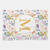 Monogram kleurrijk Waterverf fluitpatroon Theedoek (Horizontaal)