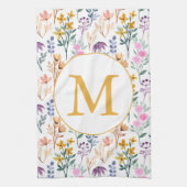 Monogram kleurrijk Waterverf fluitpatroon Theedoek (Verticaal)